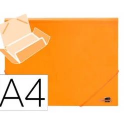 Carpeta gomas con solapa Liderpapel DIN A4 polipropileno 400 micras 100 hojas color naranja fluor