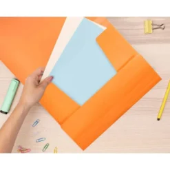 Carpeta gomas con solapa Liderpapel DIN A4 polipropileno 400 micras 100 hojas color naranja fluor