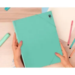 Carpeta gomas con solapa Liderpapel DIN A4 polipropileno 400 micras 100 hojas color verde