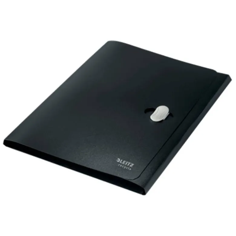 CARPETA LEITZ RECYCLE GOMAS TRES SOLAPAS DIN A4 POLIPROPILENO NEGRO