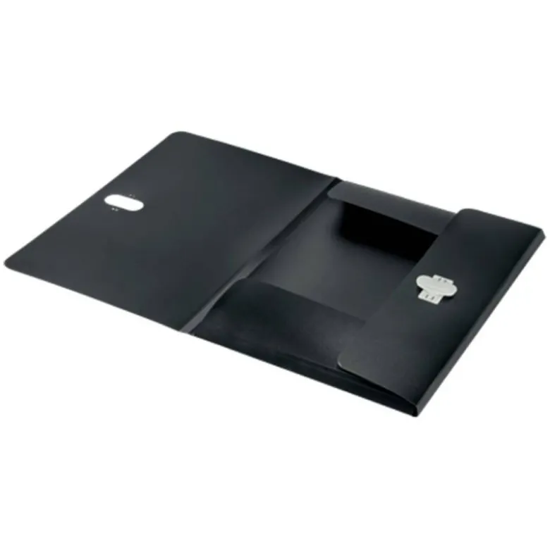 CARPETA LEITZ RECYCLE GOMAS TRES SOLAPAS DIN A4 POLIPROPILENO NEGRO