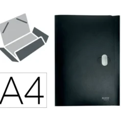 CARPETA LEITZ RECYCLE GOMAS TRES SOLAPAS DIN A4 POLIPROPILENO NEGRO