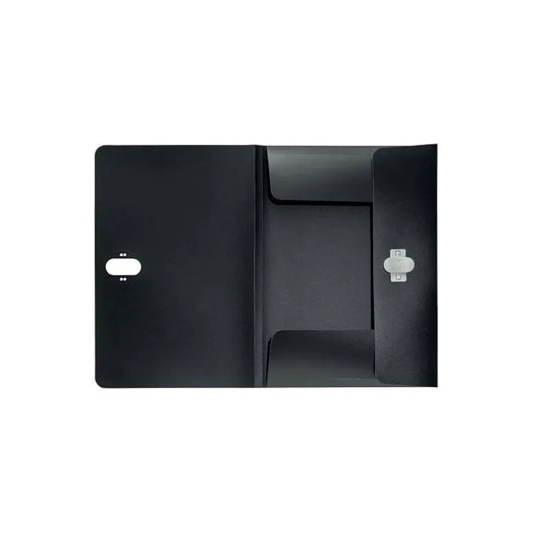 CARPETA LEITZ RECYCLE GOMAS TRES SOLAPAS DIN A4 POLIPROPILENO NEGRO