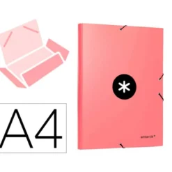 Carpeta Liderpapel Antartik Din A4 con Solapas Cartón forrado color Coral