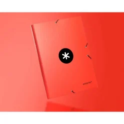 Carpeta liderpapel antartik gomas a4 3 solapas carton forrado color roja
