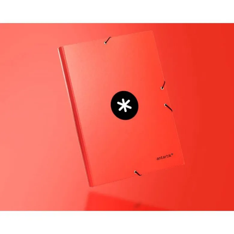Carpeta liderpapel antartik gomas a4 3 solapas carton forrado color roja