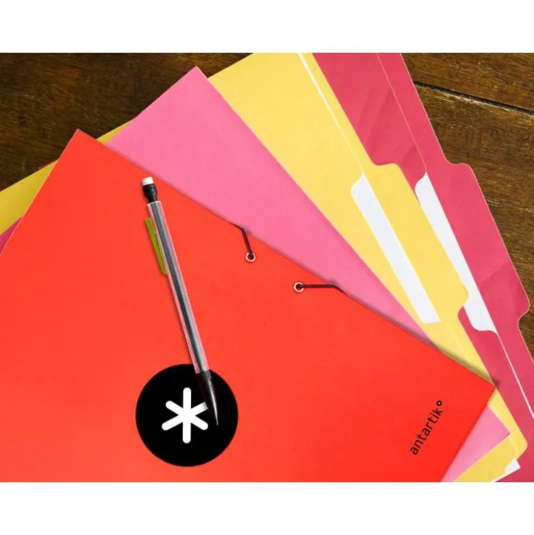 Carpeta liderpapel antartik gomas a4 3 solapas carton forrado color roja