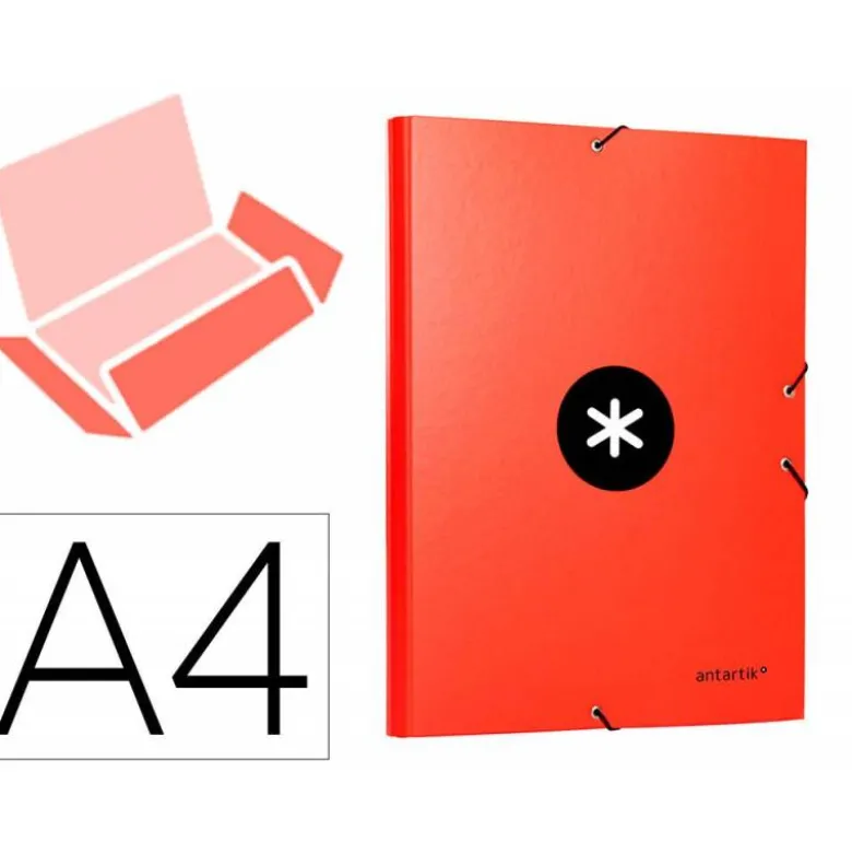 Carpeta liderpapel antartik gomas a4 3 solapas carton forrado color roja