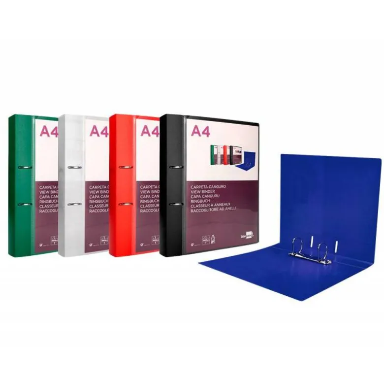 CARPETA LIDERPAPEL CANGURO 2 ANILLAS 40 MM MIXTAS POLIPROPILENO DIN A4 ROJO