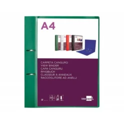 CARPETA LIDERPAPEL CANGURO 2 ANILLAS 40 MM MIXTAS POLIPROPILENO DIN A4 VERDE