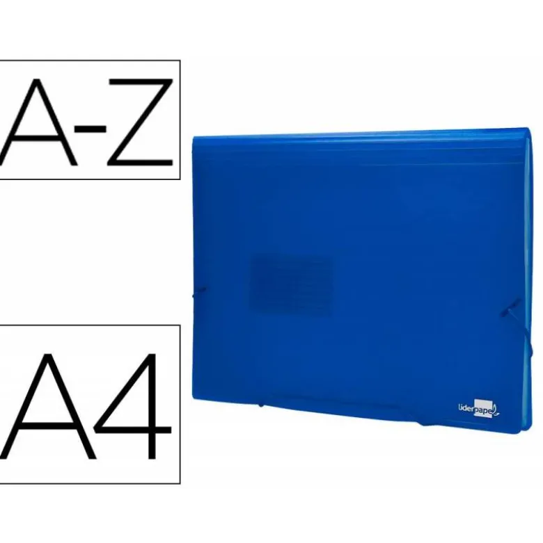Carpeta liderpapel clasificador fuelle 32112 polipropileno Din A4 azul transparente 13 departamentos