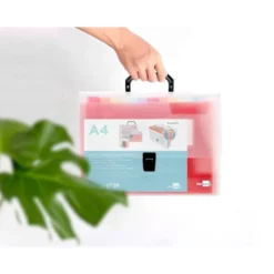 Carpeta liderpapel clasificador fuelle 45144 polipropileno Din A4 transparente con asa spectrafile 26 departamentos