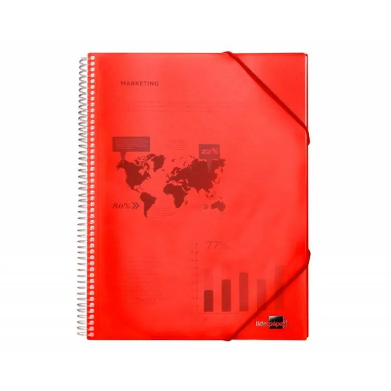 Carpeta Liderpapel con 60 fundas espiral escaparate roja