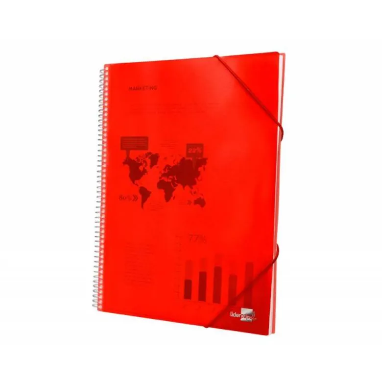 Carpeta Liderpapel con 60 fundas espiral escaparate roja