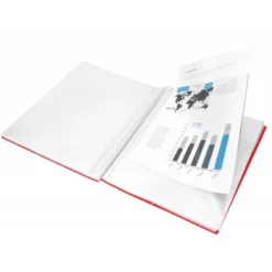 Carpeta Liderpapel con 60 fundas espiral escaparate roja