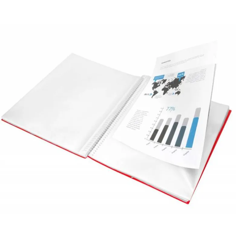 Carpeta Liderpapel con 60 fundas espiral escaparate roja