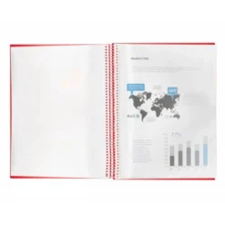 Carpeta Liderpapel con 60 fundas espiral escaparate roja