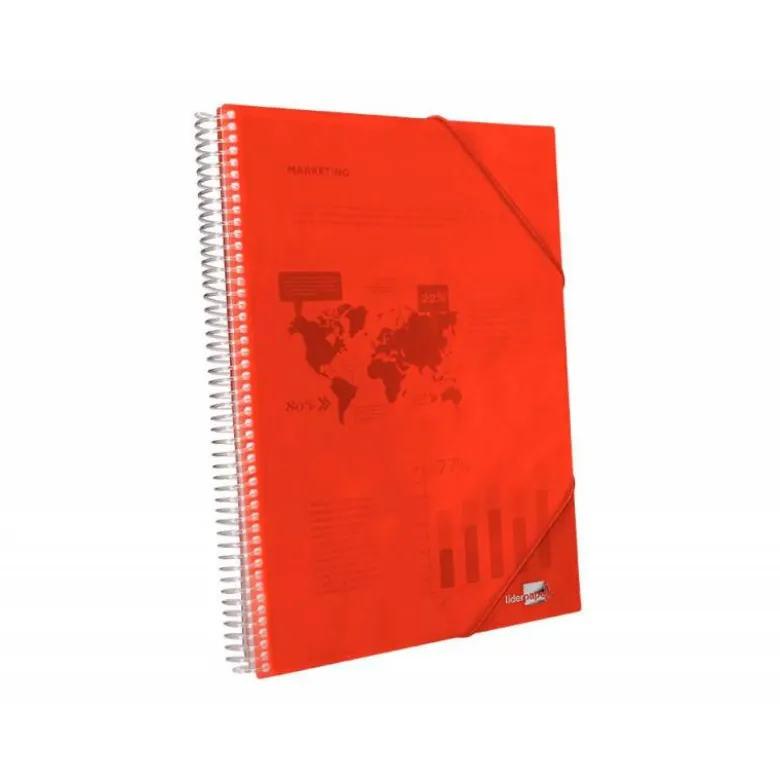 Carpeta Liderpapel con 60 fundas espiral escaparate roja