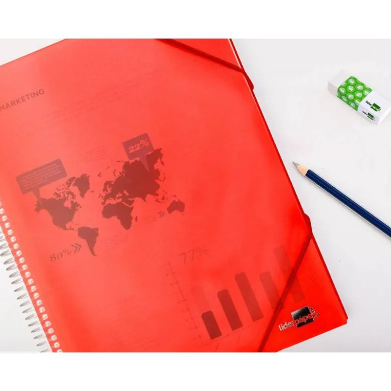 Carpeta Liderpapel con 60 fundas espiral escaparate roja