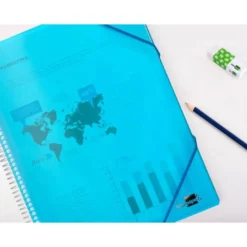 Carpeta Liderpapel con 80 fundas espiral escaparate azul