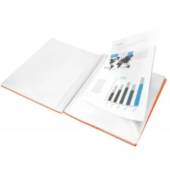 Carpeta Liderpapel con 60 fundas espiral escaparate naranja