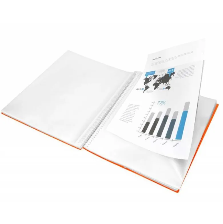 Carpeta Liderpapel con 60 fundas espiral escaparate naranja