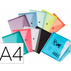 CARPETA LIDERPAPEL DOSSIER BROCHE TRANSPARENTE DIN A4 PAQUETE DE 12 UNIDADES COLORES SURTIDOS