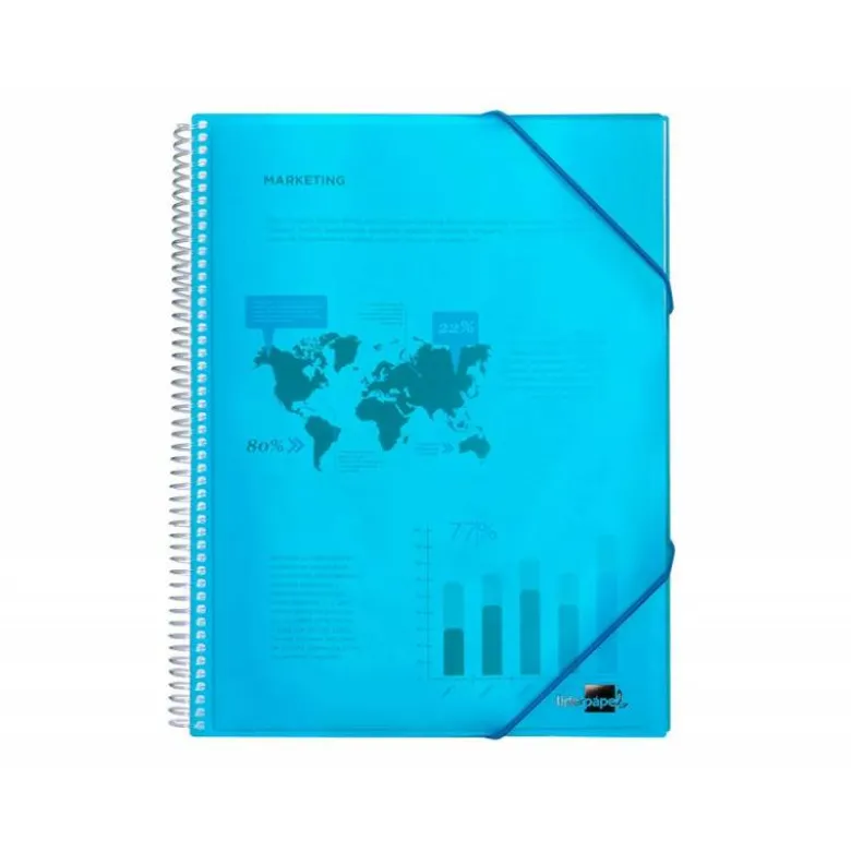 Carpeta Liderpapel escaparate azul con 10 fundas