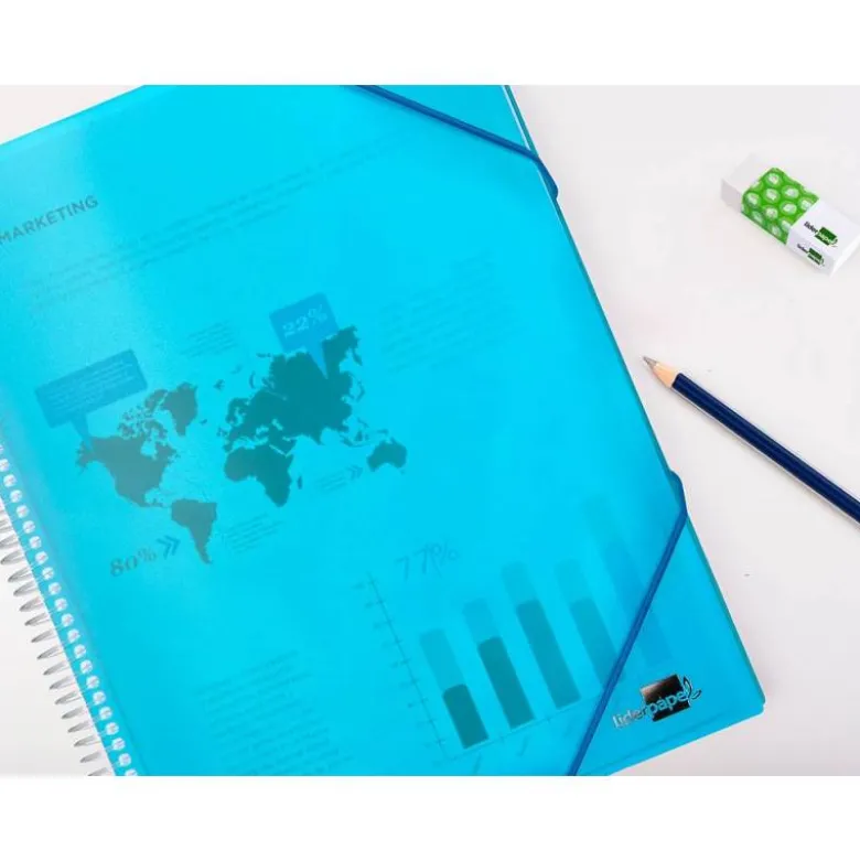 Carpeta Liderpapel escaparate azul con 10 fundas