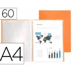 CARPETA LIDERPAPEL ESCAPARATE 60 FUNDAS POLIPROPILENO DIN A4 NARANJA FLUOR OPACO