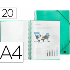 Carpeta Liderpapel escaparate con 20 fundas verde