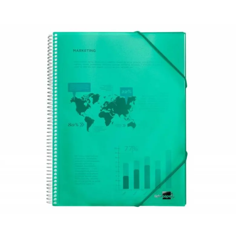 Carpeta Liderpapel escaparate con 20 fundas verde