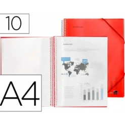 Carpeta Liderpapel escaparate rojo con 10 fundas