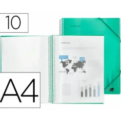 Carpeta Liderpapel escaparate verde con 10 fundas