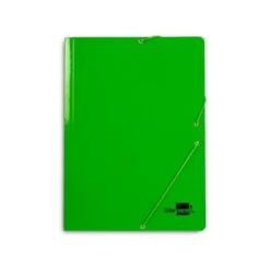 CARPETA LIDERPAPEL GOMAS FOLIO 3 SOLAPAS CARTON PLASTIFICADO COLOR VERDE