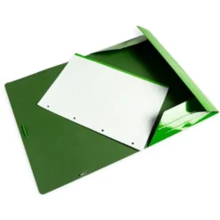 CARPETA LIDERPAPEL GOMAS FOLIO 3 SOLAPAS CARTON PLASTIFICADO COLOR VERDE
