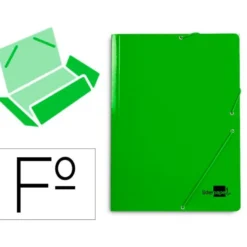 CARPETA LIDERPAPEL GOMAS FOLIO 3 SOLAPAS CARTON PLASTIFICADO COLOR VERDE