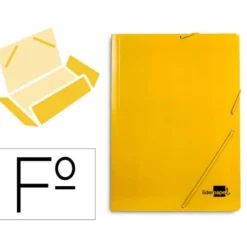 CARPETA LIDERPAPEL GOMAS FOLIO 3 SOLAPAS CARTON PLASTIFICADO COLOR AMARILLO