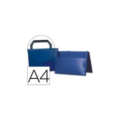 Carpeta Liderpapel portadocumentos broche polipropileno Din A4 azul con asa