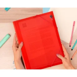 Carpeta lomo flexible con solapas Liderpapel Din A4 color rojo translucido