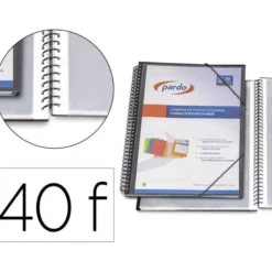 CARPETA PARDO ESCAPARATE CON ESPIRAL 40 FUNDAS FOLIO PERSONALIZABLE NEGRO