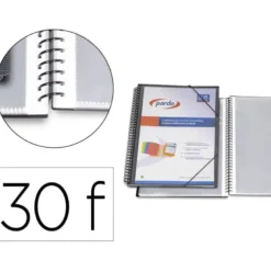 CARPETA PARDO ESCAPARATE CON ESPIRAL 30 FUNDAS FOLIO PERSONALIZABLE COLOR NEGRA