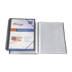 CARPETA PARDO ESCAPARATE CON ESPIRAL 30 FUNDAS FOLIO PERSONALIZABLE COLOR NEGRA