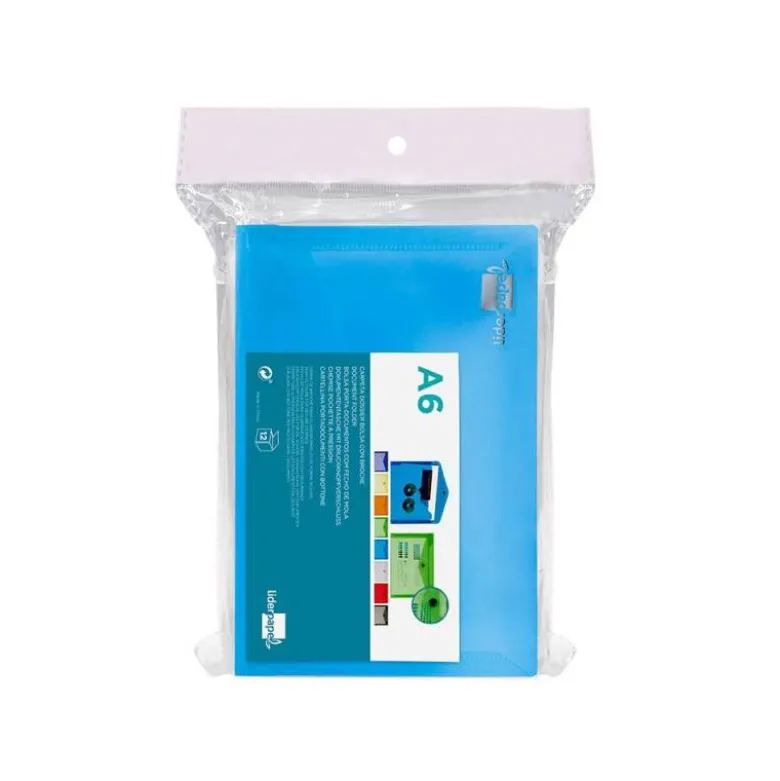Carpeta sobre Liderpapel cierre broche azul Din A6