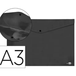 Carpeta sobre Liderpapel con broche polipropileno 180 micras DIN A3 50 hojas color negro