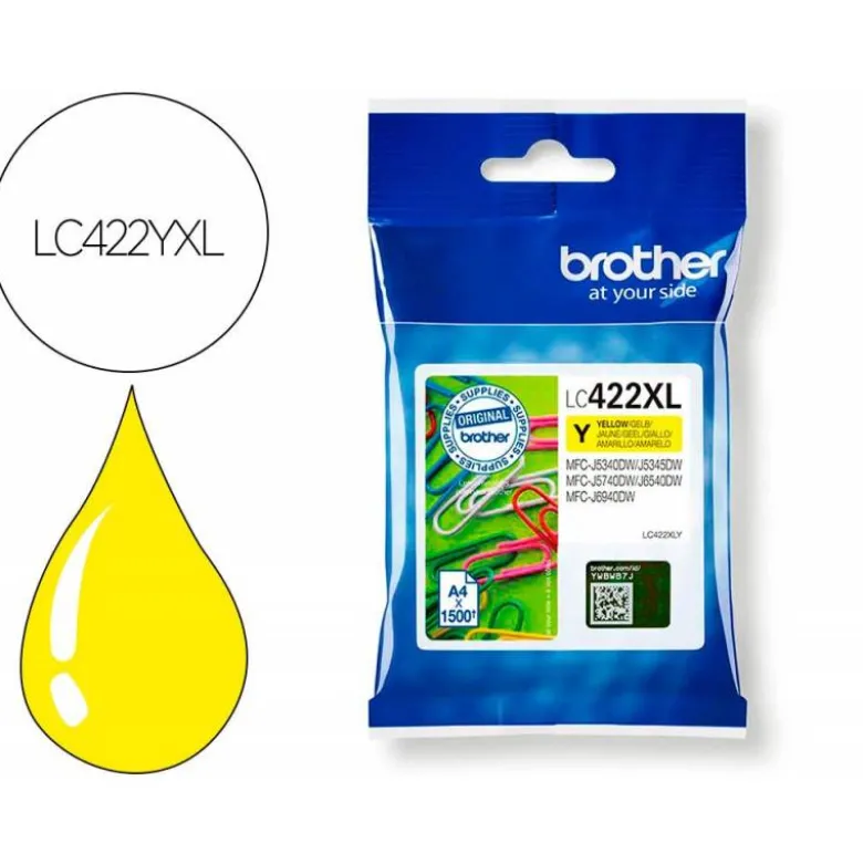 CARTUCHO BROTHER LC-422XLY COLOR AMARILLO mfc-j5340dw / mfc-j5740dw / mfc-j6540dw / mfc-j6940dw