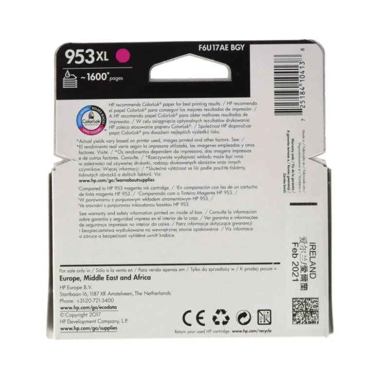 CARTUCHO INK-JET HP 953XL COLOR MAGENTA F6U17AE