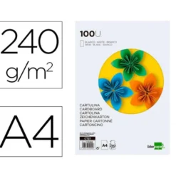 CARTULINA LIDERPAPEL A4 240G/M2 BLANCO PAQUETE DE 100 HOJAS