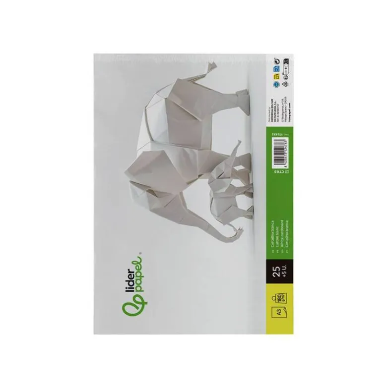 CARTULINA LIDERPAPEL A3 180G/M2 BLANCO PAQUETE DE 25+5 HOJAS EN CARPETA DOSSIER TRANSPARENTE CON CIERRE