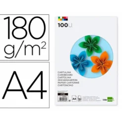CARTULINA LIDERPAPEL A4 180G/M2 25 COLORES SURTIDOS PAQUETE DE 100 HOJAS